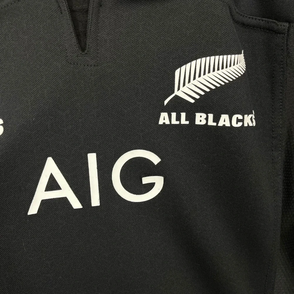 Adidas Mens All Blacks New Zealand Rugby Jersey Black AIG Silver Fern Size M